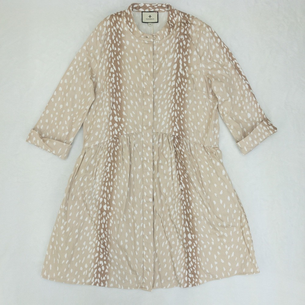 Tuckernuck Shirt Dress Womens XS Tan Royal Antelope Button Front Mini Pocket